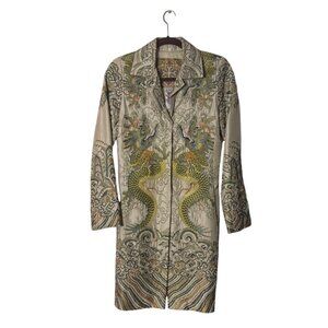Biya by Johnny Was Embroidered Silk Dragon Coat  XS